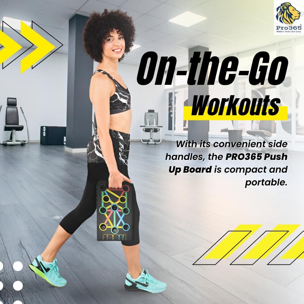 PRO365 Premium Push Up Board | Multiple Angular Positions| Pushup Stand | Anti Slip Accessories Included | Pushup Bars | Home gym equipment | Pushup Board | 6 Month Brand Warranty from PRO365 |