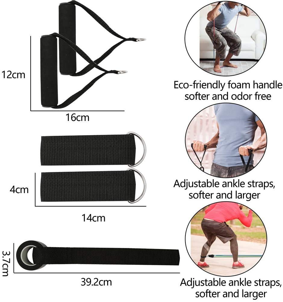 Fashnex Resistance Bands Set for Exercise, Stretching and Workout Toning Tube Kit with Foam Handles, Door Anchor, Ankle Strap and Carry Bag for Men, Women