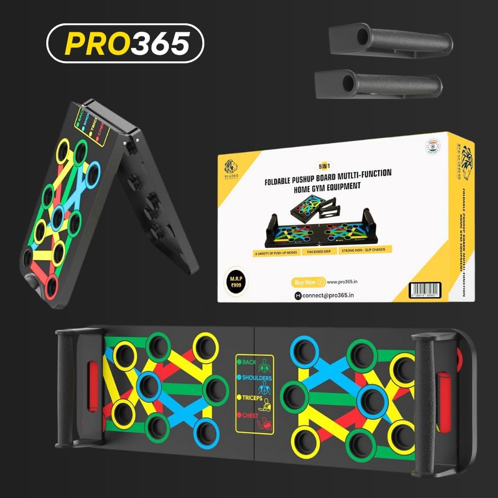 PRO365 Premium Push Up Board | Multiple Angular Positions| Pushup Stand | Anti Slip Accessories Included | Pushup Bars | Home gym equipment | Pushup Board | 6 Month Brand Warranty from PRO365 |