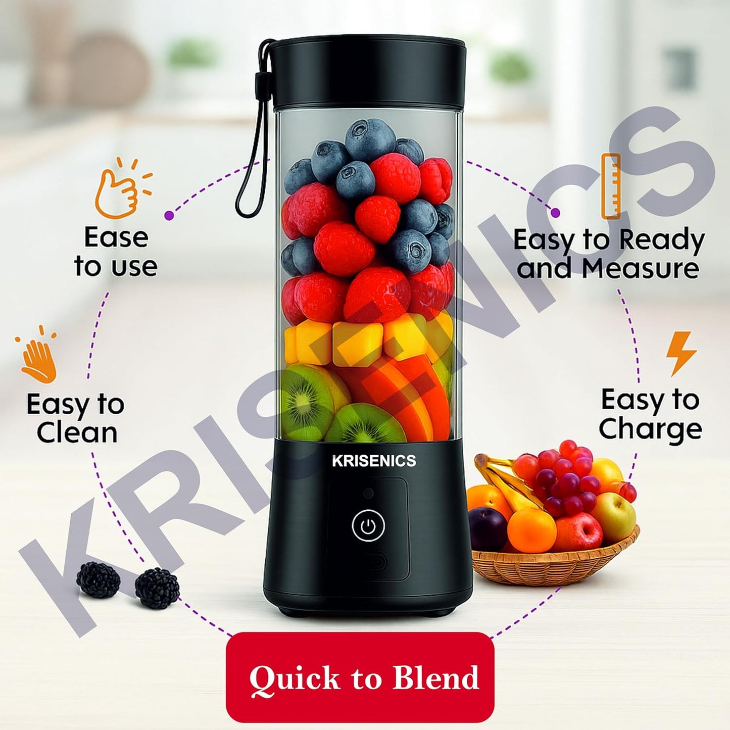 Portable 6-Blade Juicer Blender with built-in Jar,Juice Mixer Bottle,Fruit Juice Machine,USB Rechargeable Personal Size Juicer Grinder for Juices,appliance for Protein&Milk Shakes (Black, 380ML)