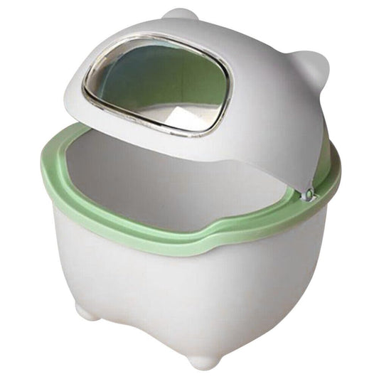 BLURISM animal design waste bin new creative household desktop plastic trash can Small Portable Table Dustbin Desk Dustbin with Attached lid and Swing Opening Mini Trash bin Can Waster Bin (Blue)