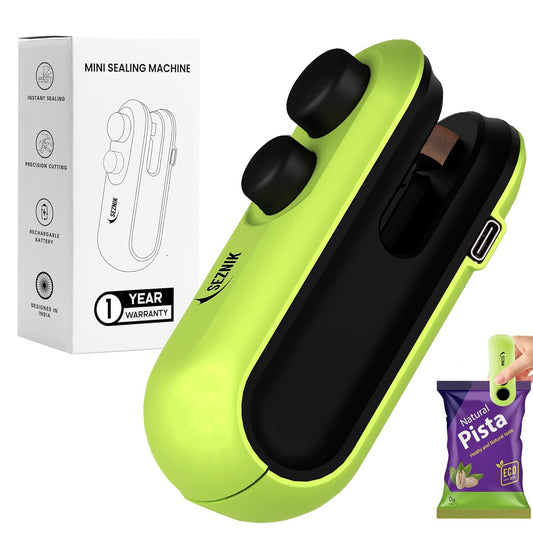 Seznik Sealing Machine for Food Packets - Portable Handheld Sealing, Snacks, Chips, Fresh Storage - Mini Sealing Machine, 1 YEAR Warranty (Dark Green)