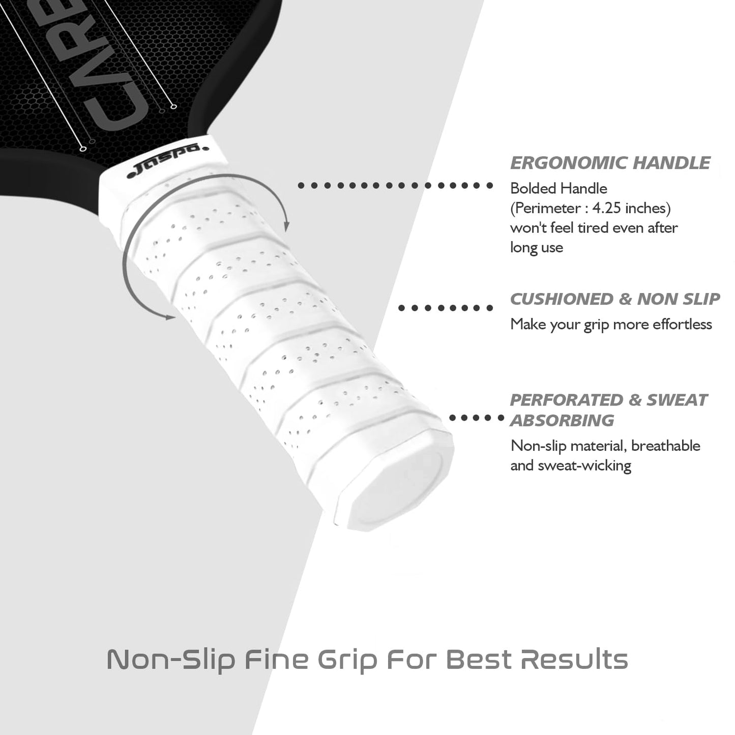 Jaspo Pickle Ball Paddle Carbon Fibre 16mm, Paddle Pickleball Set, 2 Lightweight Paddles, 4 Pickleballs & Carry Bag,PP Honeycomb Core, TPU Edge Guard, Cushioned Anti-Slip Handle (Carbonax)