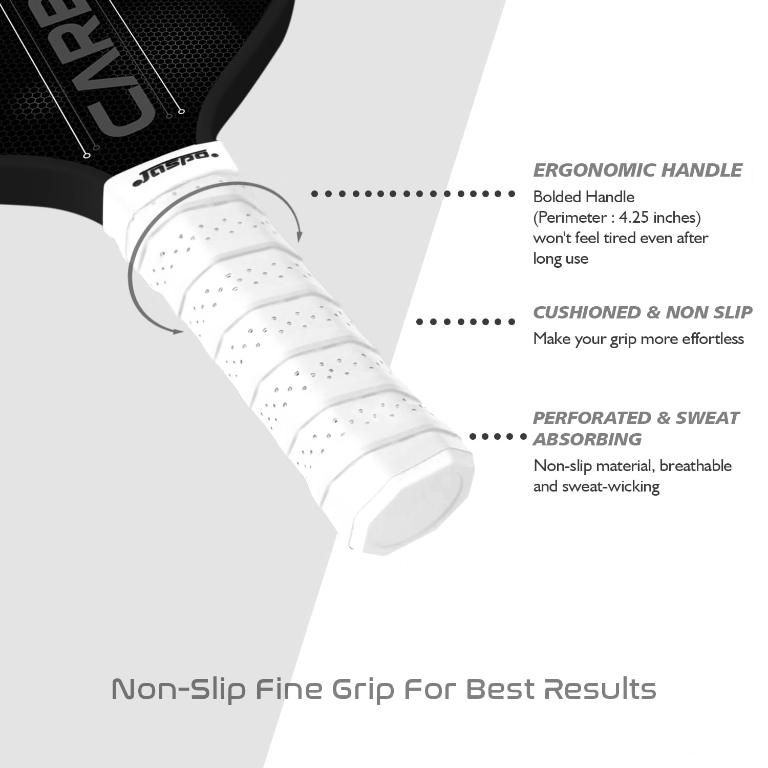 Jaspo Pickle Ball Paddle Carbon Fibre 16mm, Paddle Pickleball Set, 2 Lightweight Paddles, 4 Pickleballs & Carry Bag,PP Honeycomb Core, TPU Edge Guard, Cushioned Anti-Slip Handle (Carbonax)