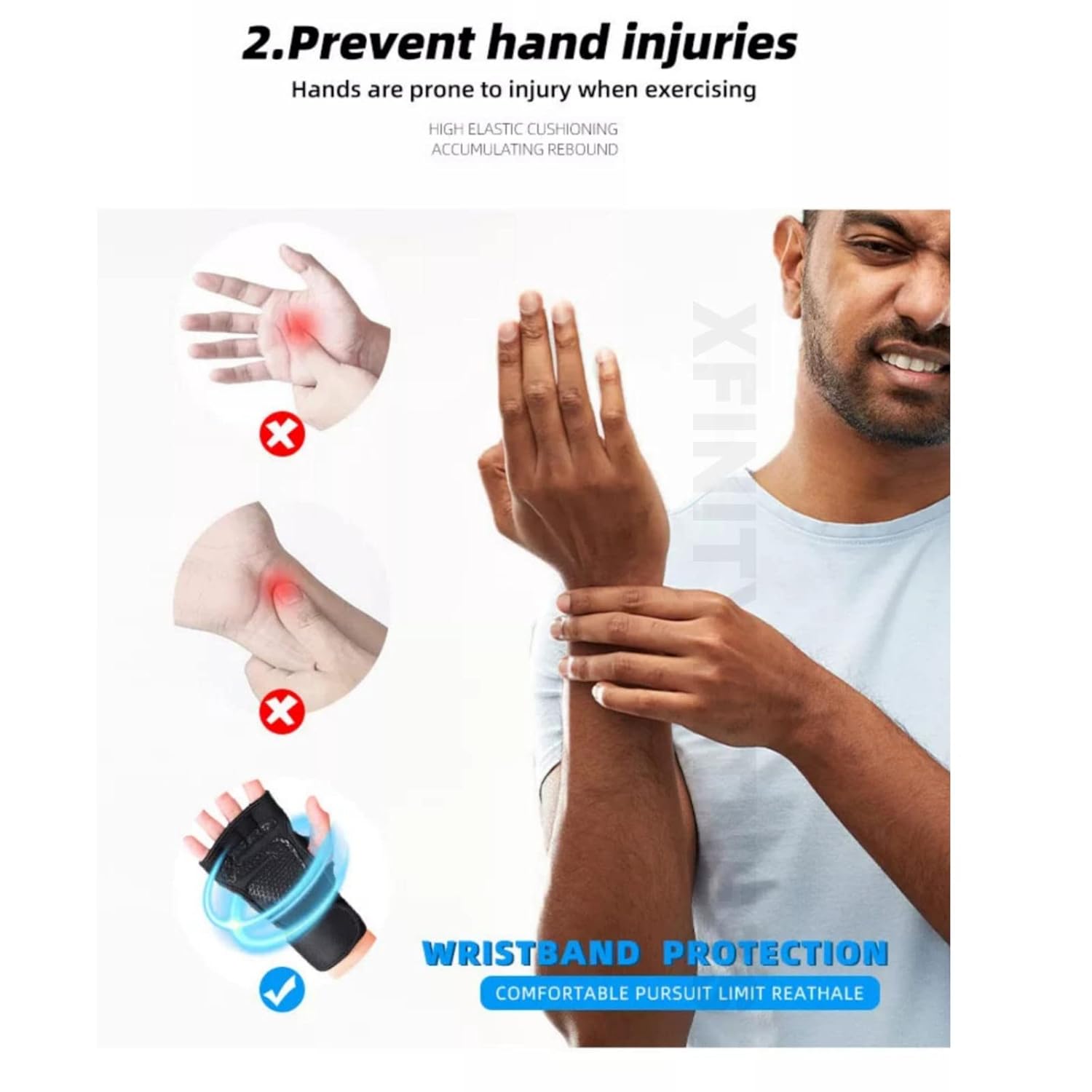 Xfinity Fitness Workout Gloves with Wrist Support for Gym Workouts.
