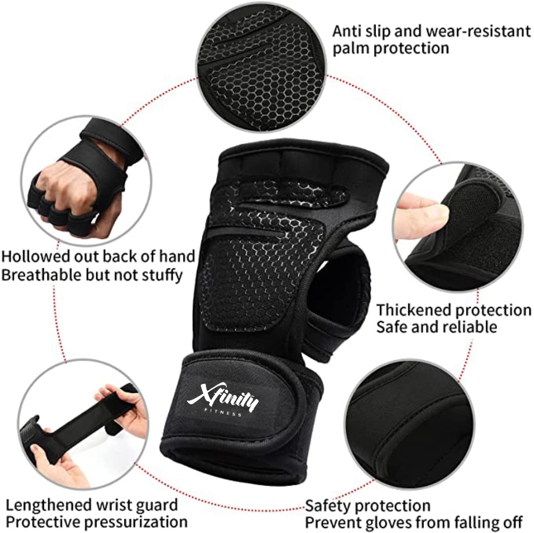 Xfinity Fitness Workout Gloves with Wrist Support for Gym Workouts.