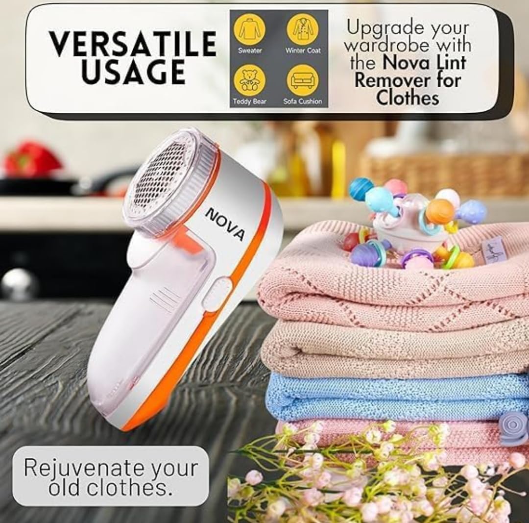 Nova Original Lint Remover for Clothes | Lint Roller for Clothes | RUA Remover Machine White | Electric Lint Remover | 1 Year Warranty