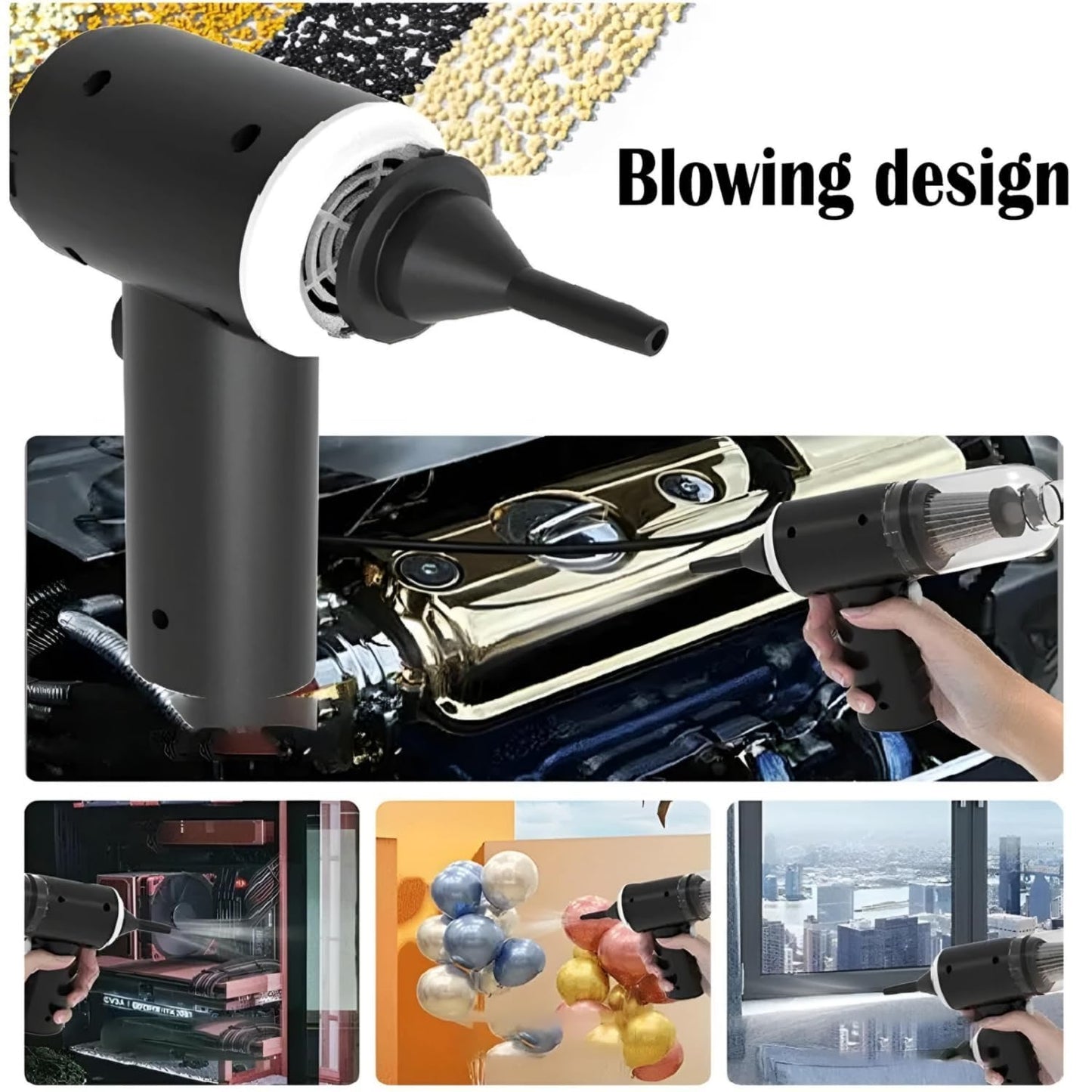 SHAYONAM 3 in 1 Portable Mini Car Vacuum Cleaner with Blower Rechargeable Wireless Handheld Vaccine Cleaner Vaccum for Home and Car, Cordless Small Air Blower for Cleaning Dust, Wet and Dry Use/*-