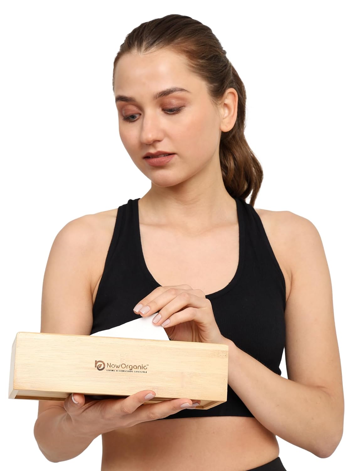 Now Organic Brand Bamboo Premium 100% Bamboo Tissue Box Cover - Stylish Wood Holder for Facial Tissues - Eco-Friendly Decor for Home and Office 25.5x13 cm (10x5.1'')