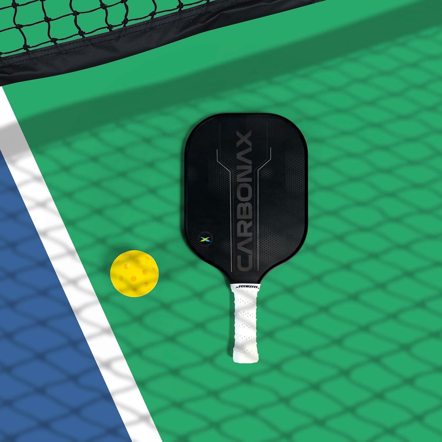Jaspo Pickle Ball Paddle Carbon Fibre 16mm, Paddle Pickleball Set, 2 Lightweight Paddles, 4 Pickleballs & Carry Bag,PP Honeycomb Core, TPU Edge Guard, Cushioned Anti-Slip Handle (Carbonax)