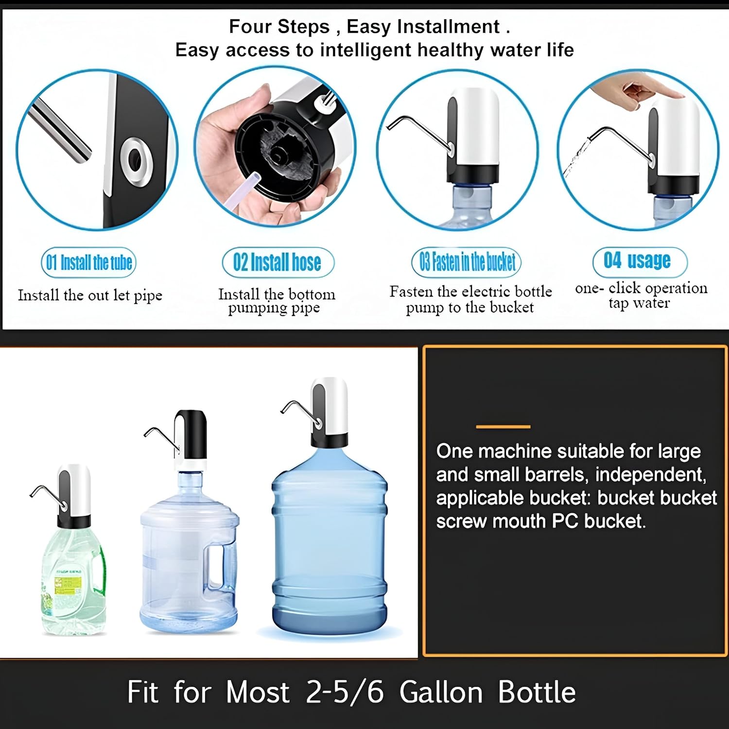 Electric Water Dispenser Pump – USB Rechargeable Automatic Water Can Dispenser for 5-20 Litre Bottles – Portable Wireless Drinking Water Pump for Home, Office & Outdoor Use