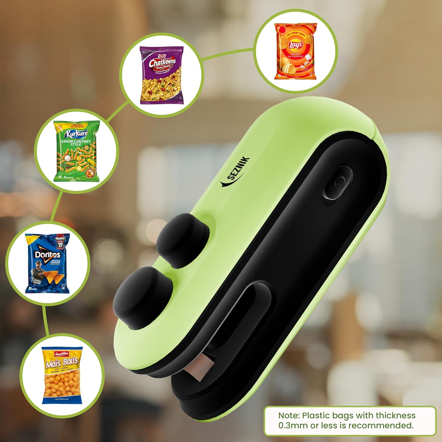 Seznik Sealing Machine for Food Packets - Portable Handheld Sealing, Snacks, Chips, Fresh Storage - Mini Sealing Machine, 1 YEAR Warranty (Dark Green)