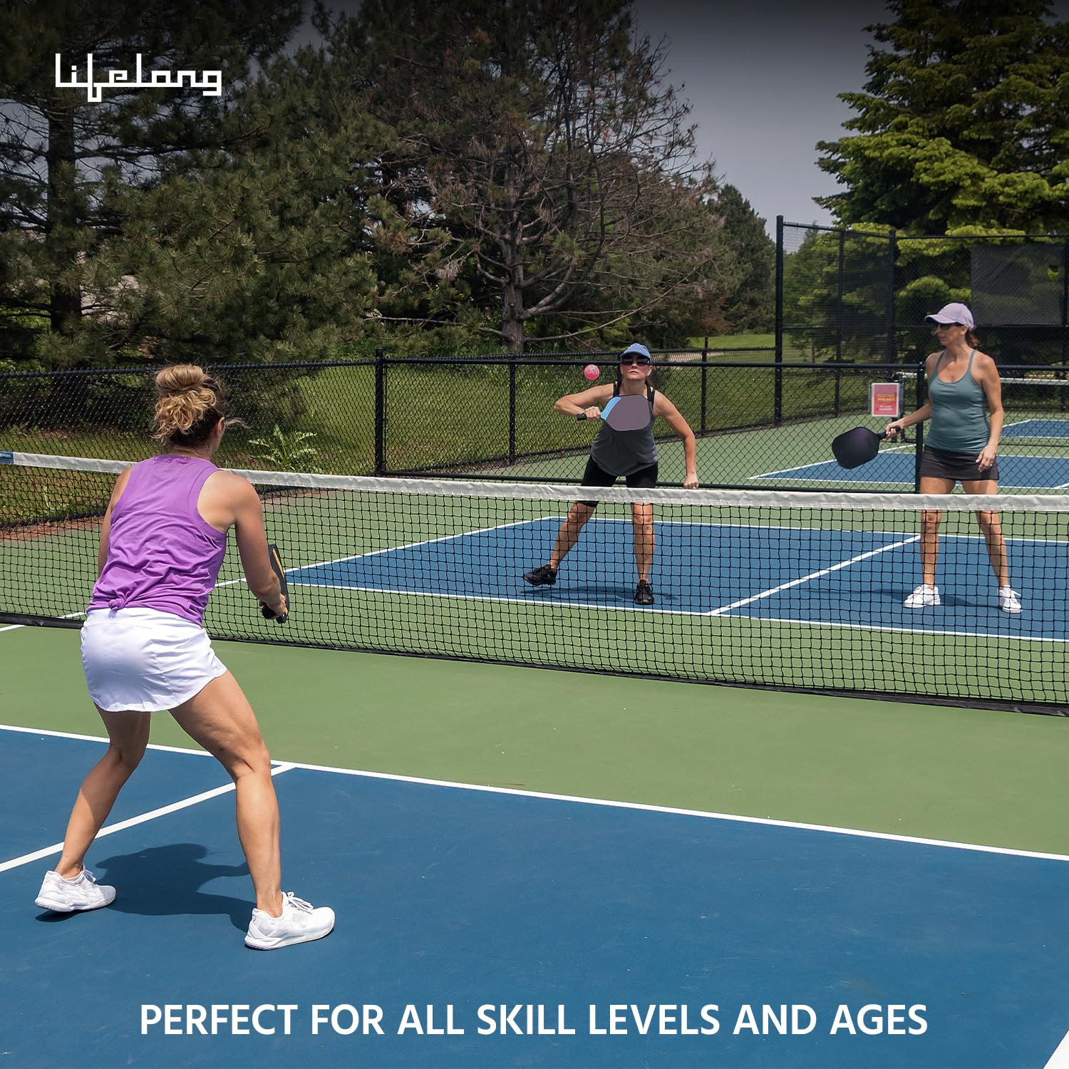 Lifelong Professional Pickleball Paddle Set| Fiberglass Surface|16 mm Thickness| 4 Pickle Ball Balls|Paddle Cover Bag| Cushion Comfort Handle Grip|Durable Pickleball Paddle |Outdoor Game,Multicolor